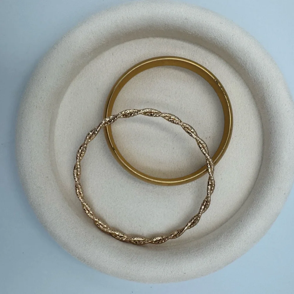 Vintage Gold Tone Bangle Set Nugget Twist Rope &‎ Wide Satin Cuff